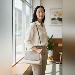 Chic Beige and Cream Shoulder Bag